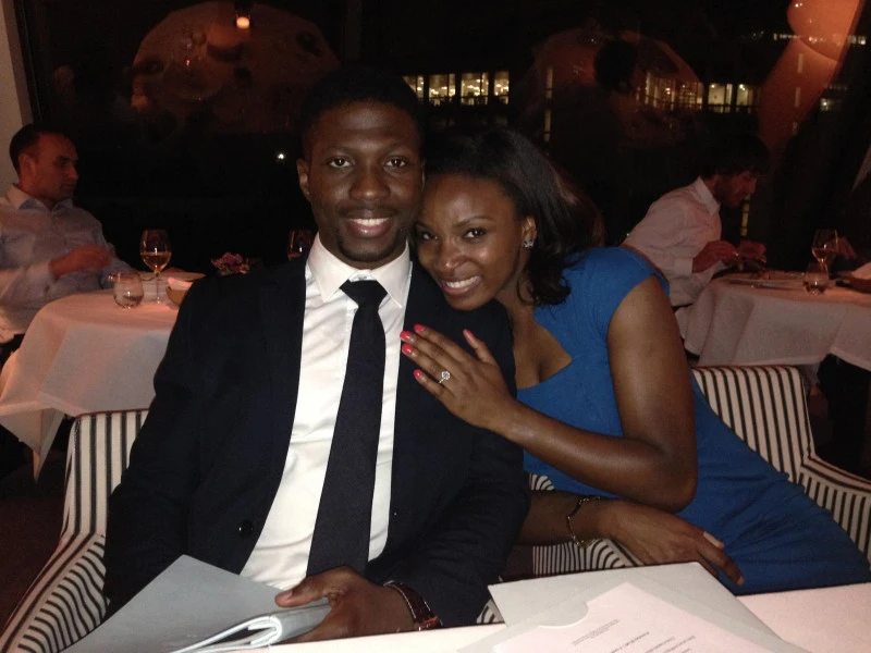 Couple celebrating engagement